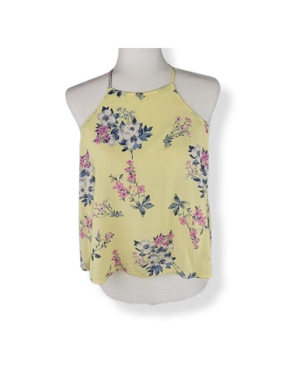 Hollister Yellow Floral Halter Top XS